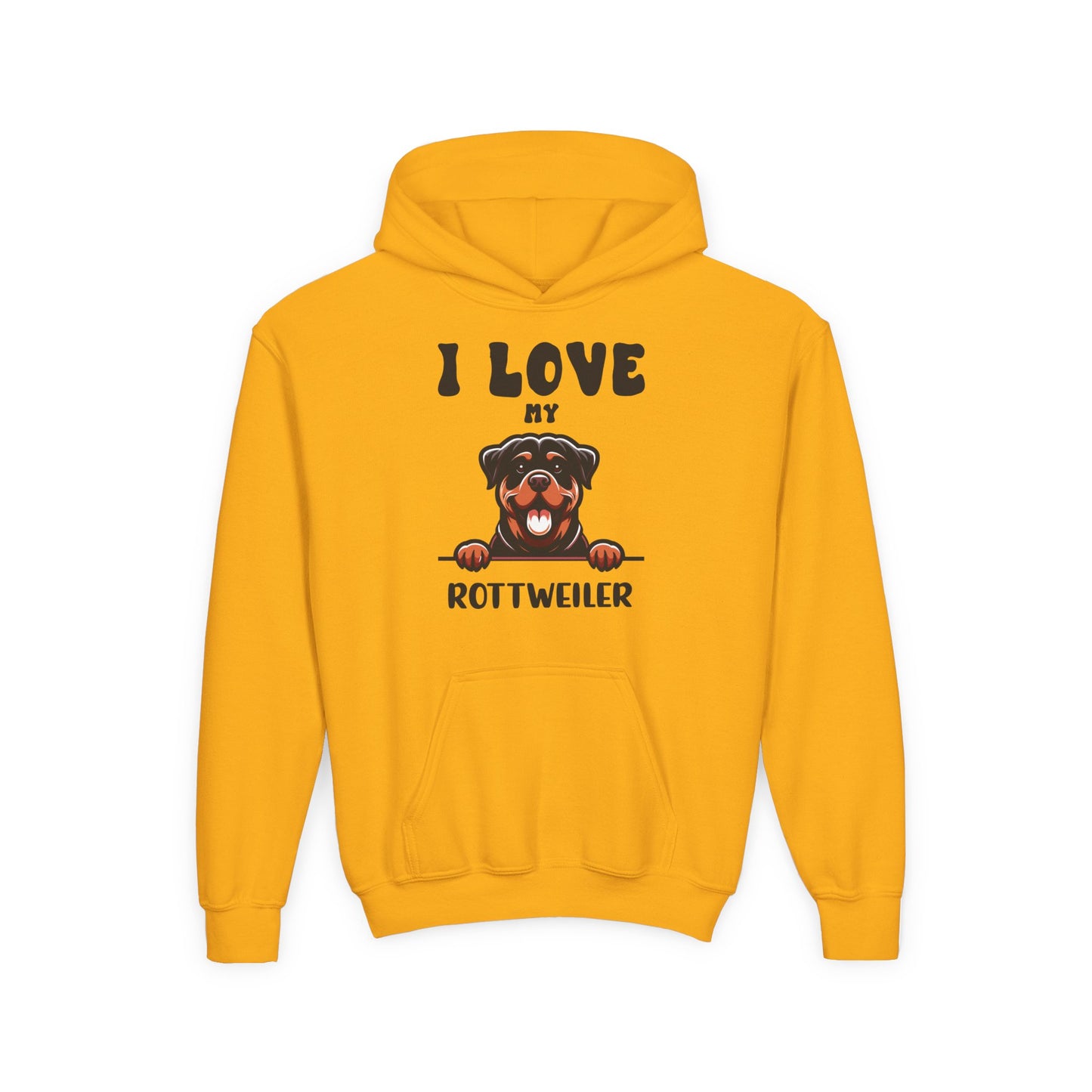 Youth Heavy Blend Hooded Sweatshirt - I love my Rottweiler