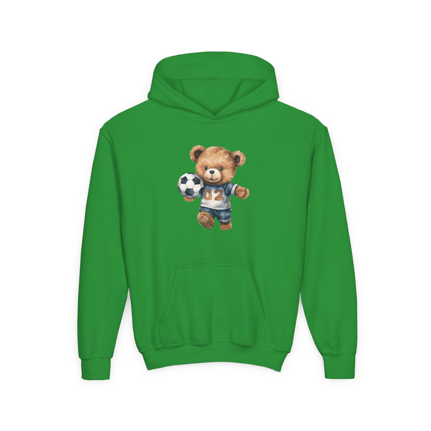 Youth Heavy Blend Hooded Sweatshirt - Adorable Soccer Bear