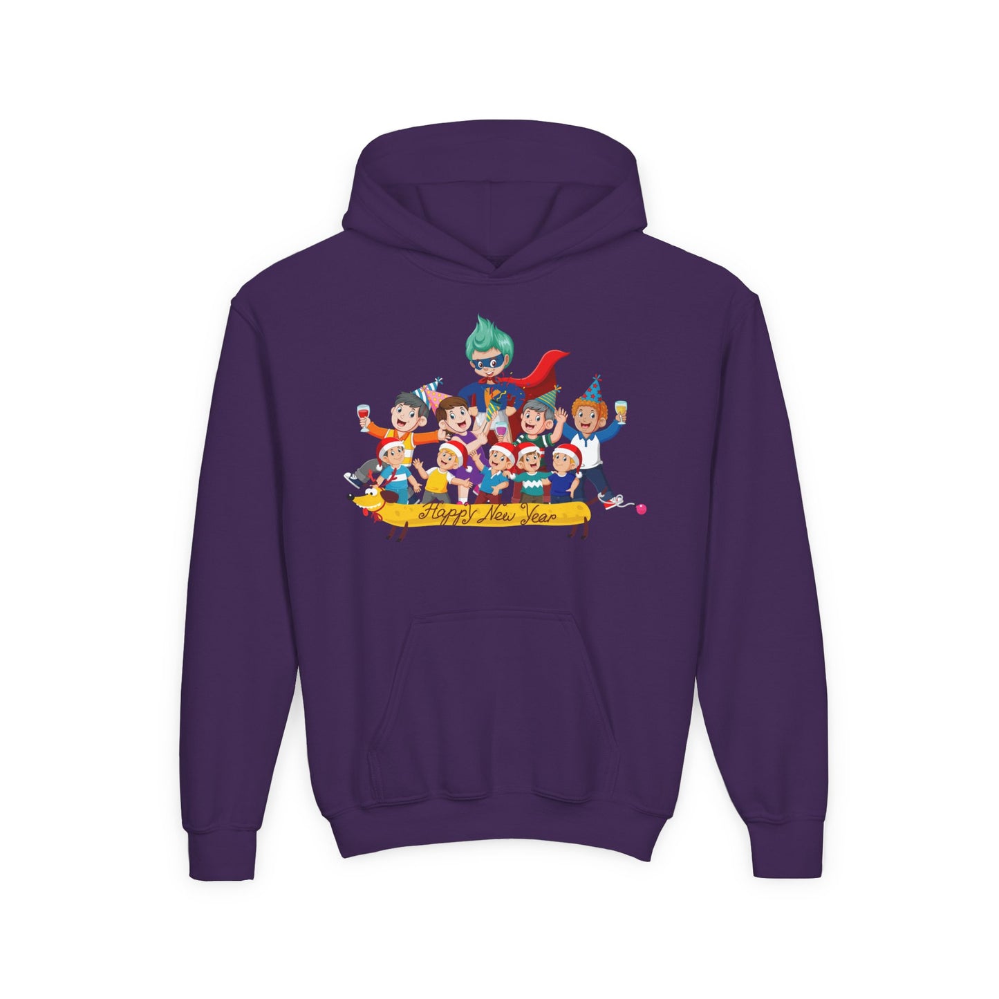 Youth Heavy Blend Hooded Sweatshirt - Happy new year with friends