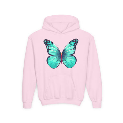Youth Heavy Blend Hooded Sweatshirt - Butterfly - blue Printify