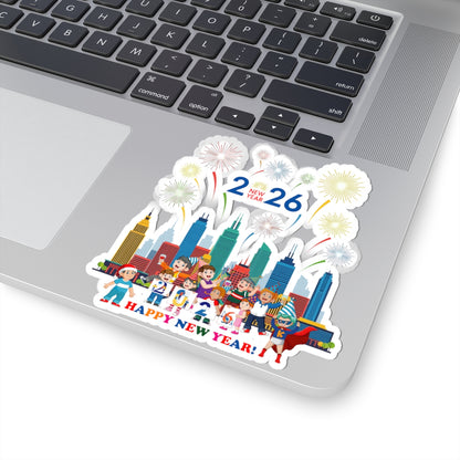 Kiss-Cut Stickers - Happy new year with fireworks - [[{"value":"Wonderwear Kid"}]]