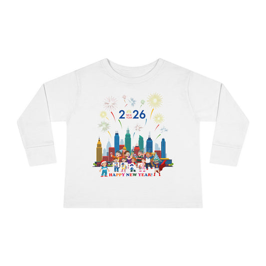 Toddler Long Sleeve Tee - Happy new year with fireworks - [[{"value":"Wonderwear Kid"}]]