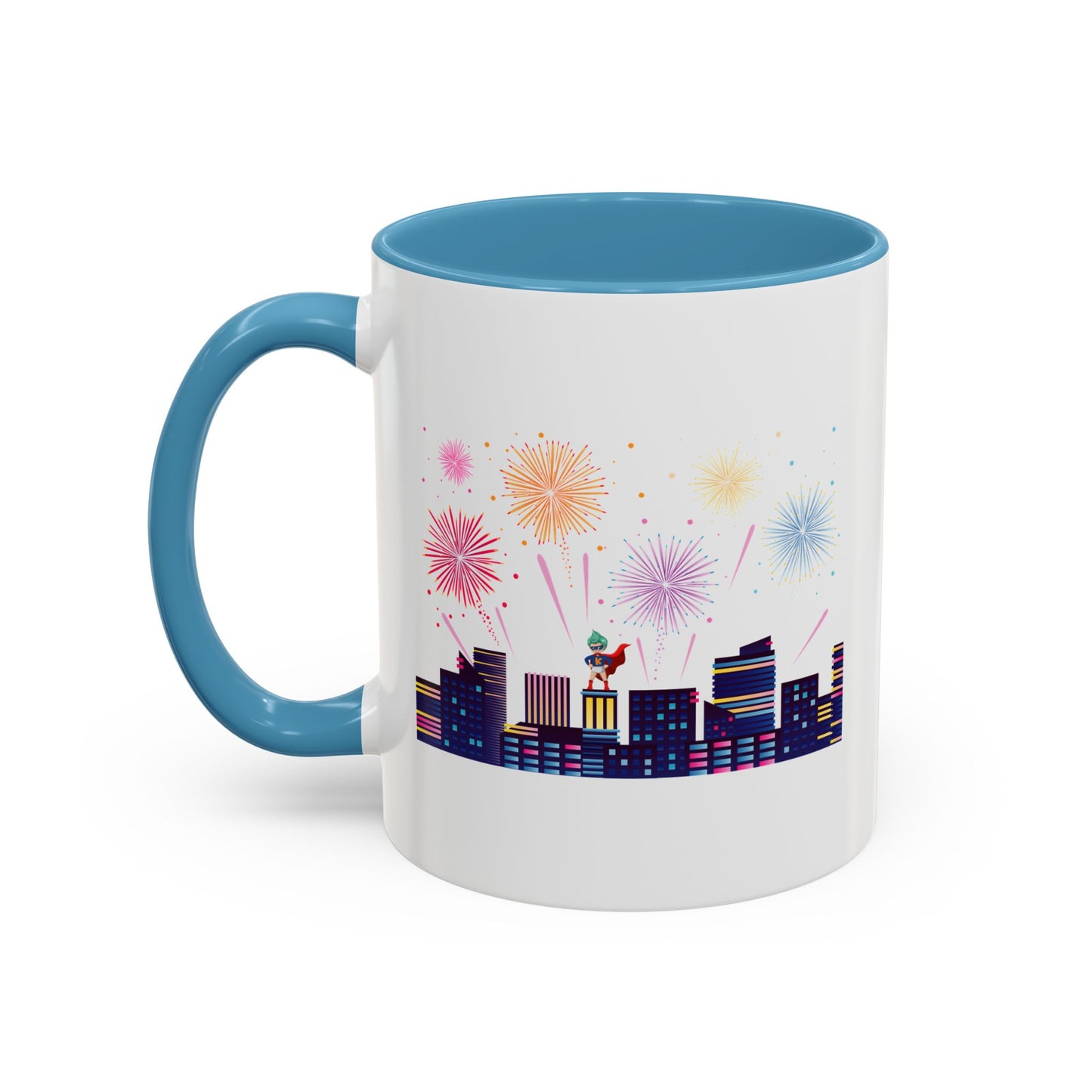 Accent Coffee Mug - Super kiddo with fireworks