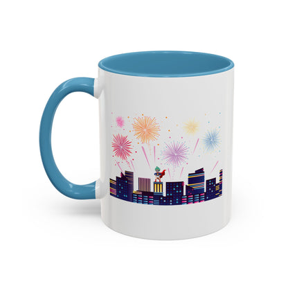 Accent Coffee Mug - Super kiddo with fireworks - [[{"value":"Wonderwear Kid"}]]
