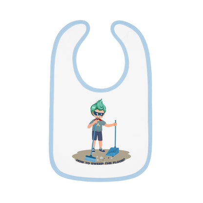 Baby Bib - Super kiddo sweeping floor - [[{"value":"Wonderwear Kid"}]]