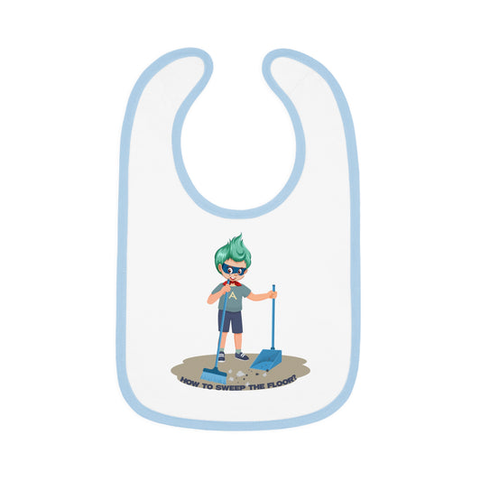Baby Bib - Super kiddo sweeping floor - [[{"value":"Wonderwear Kid"}]]