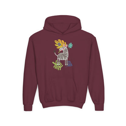 Youth Heavy Blend Hooded Sweatshirt -Zebra Printify