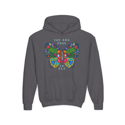 Youth Heavy Blend Hooded Sweatshirt - You are free to fly Printify