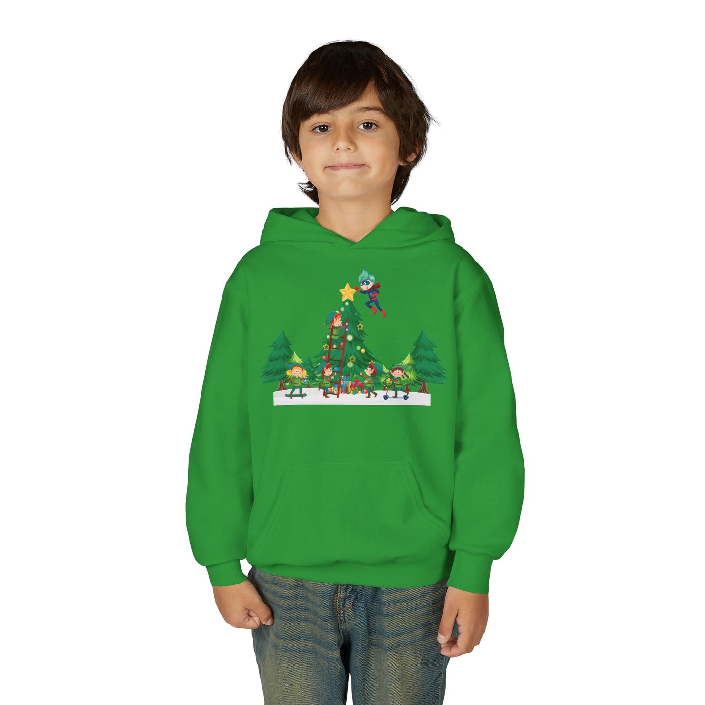 Youth Heavy Blend Hooded Sweatshirt - Super kiddo putting the stars