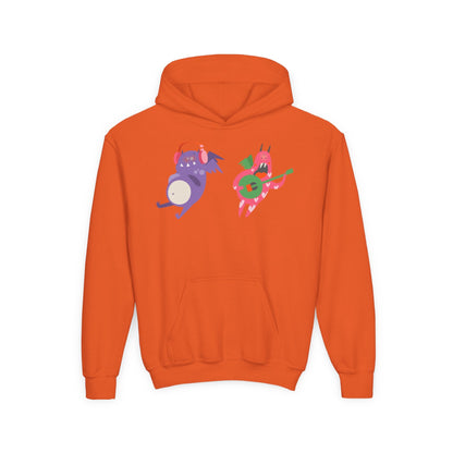 Youth Heavy Blend Hooded Sweatshirt - Monsters playing instruments Printify