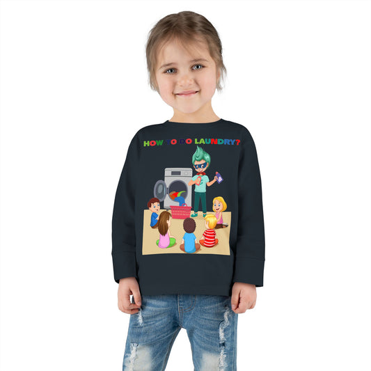 Toddler Long Sleeve Tee - super kiddo teaching laundry - [[{"value":"Wonderwear Kid"}]]