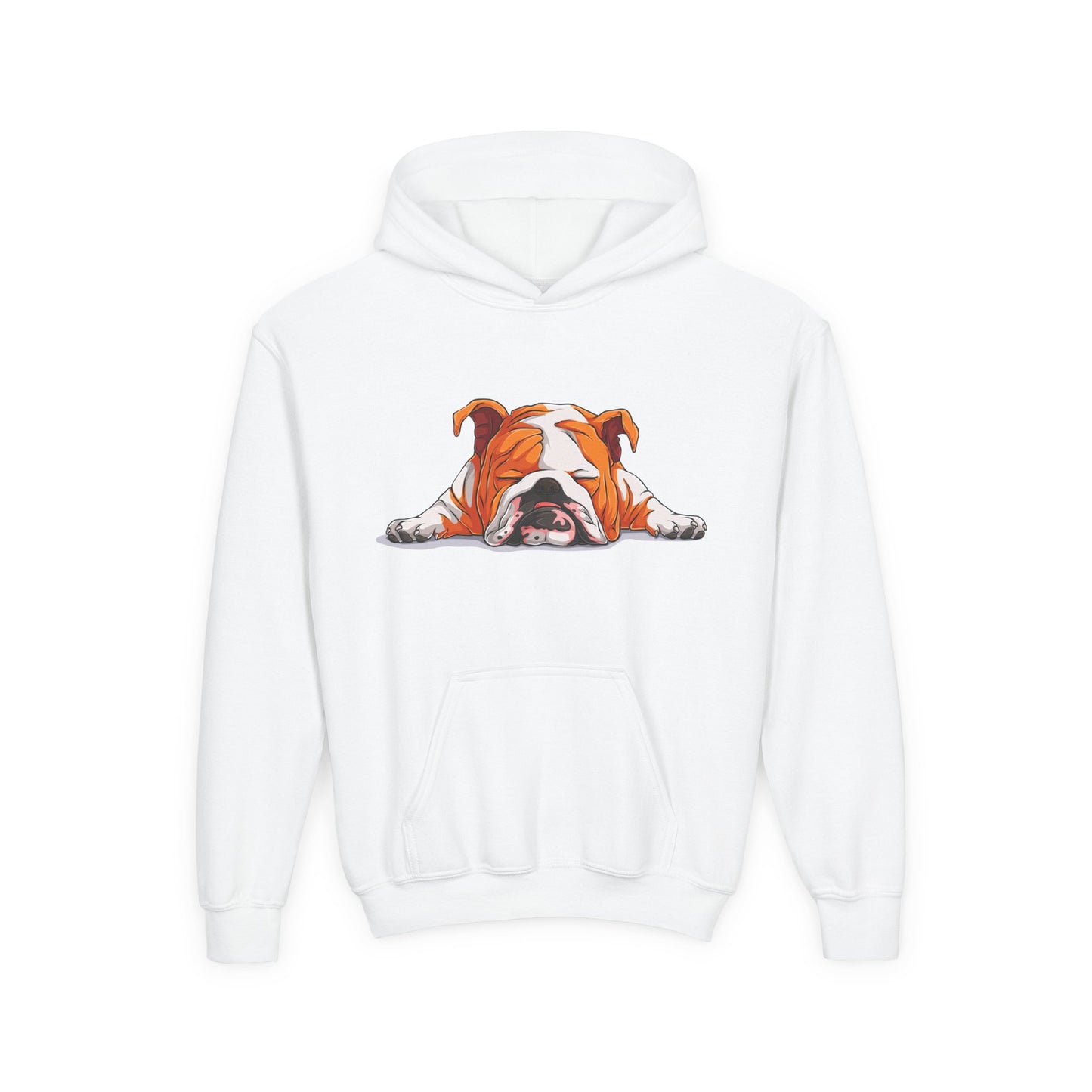 Youth Heavy Blend Hooded Sweatshirt -  Sleeping english bulldog