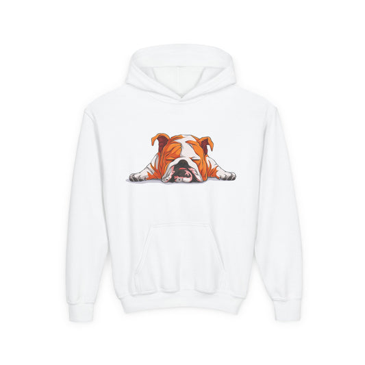 Youth Heavy Blend Hooded Sweatshirt -  Sleeping english bulldog