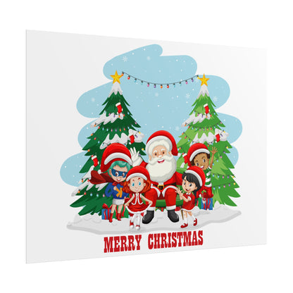 Rolled Posters - Super kiddo with santa claus Merry christmas - [[{"value":"Wonderwear Kid"}]]