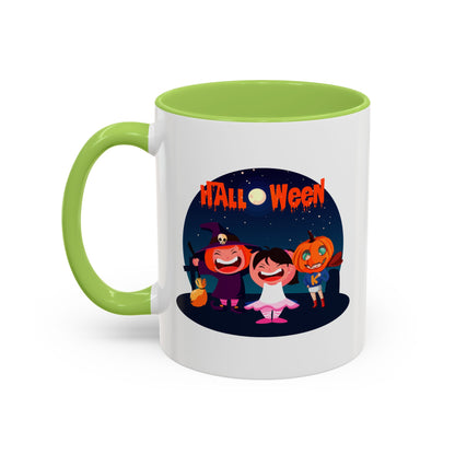 Accent Coffee Mug - Super kiddo wearing pumpkin - [[{"value":"Wonderwear Kid"}]]