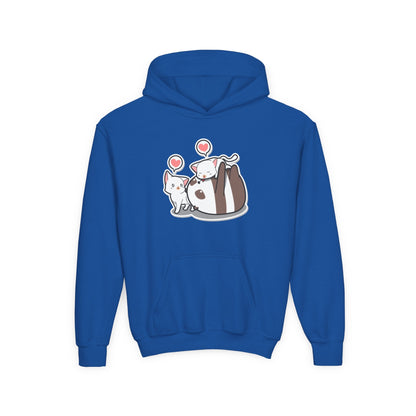 Youth Heavy Blend Hooded Sweatshirt - The Panda and Cat Printify