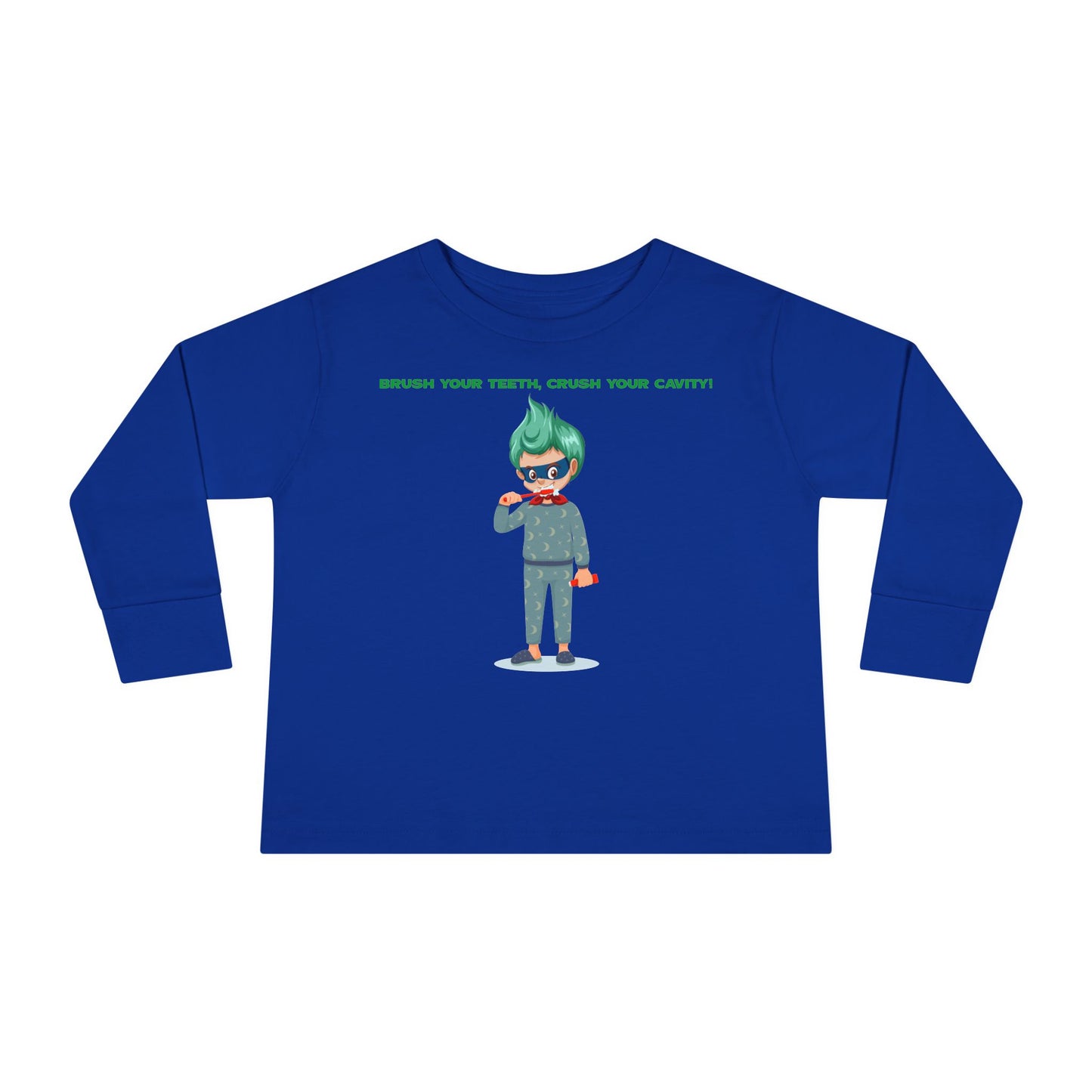 Toddler Long Sleeve Tee - Super kiddo brushing teeth - [[{"value":"Wonderwear Kid"}]]
