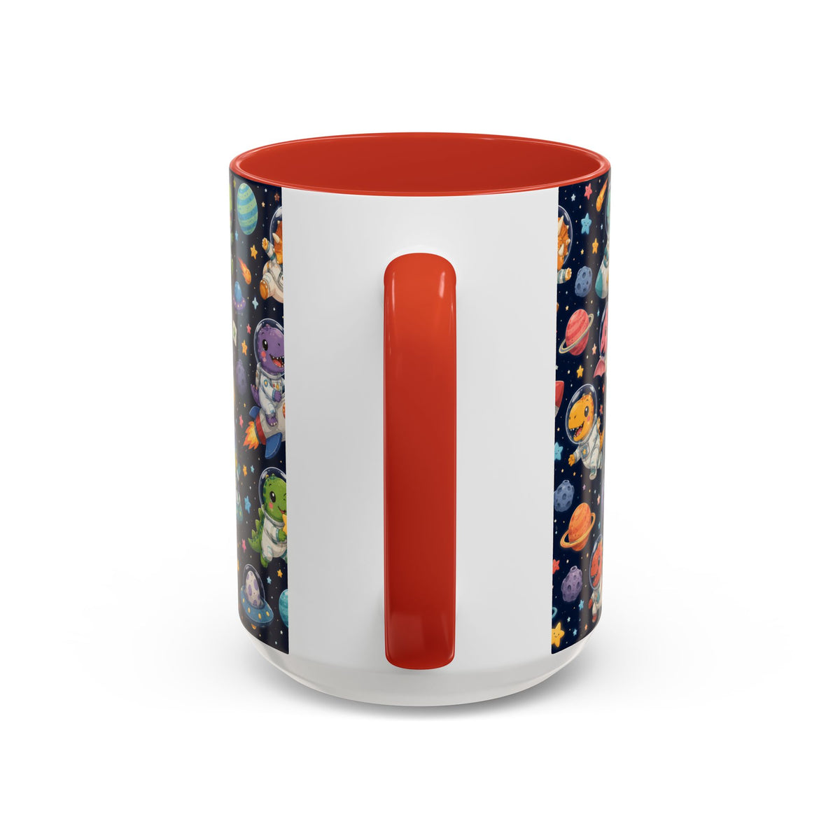 Accent Coffee Mug (11/15 oz) - Cute Dinosaur Astronaut Space