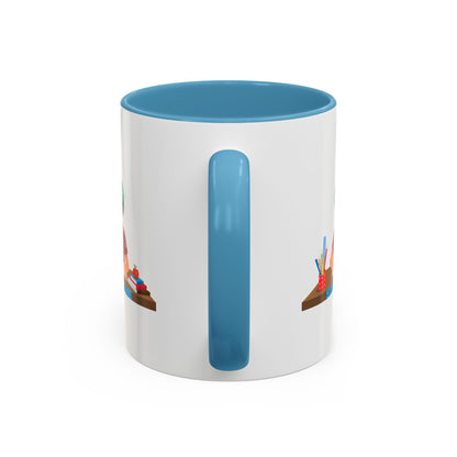 Accent Coffee Mug - Super kiddo studying - [[{"value":"Wonderwear Kid"}]]