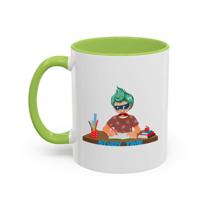 Accent Coffee Mug - Super kiddo studying - [[{"value":"Wonderwear Kid"}]]