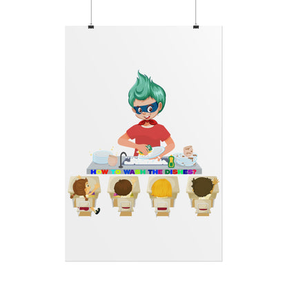 Rolled Posters - Little kiddo teaching to wash dishes - [[{"value":"Wonderwear Kid"}]]