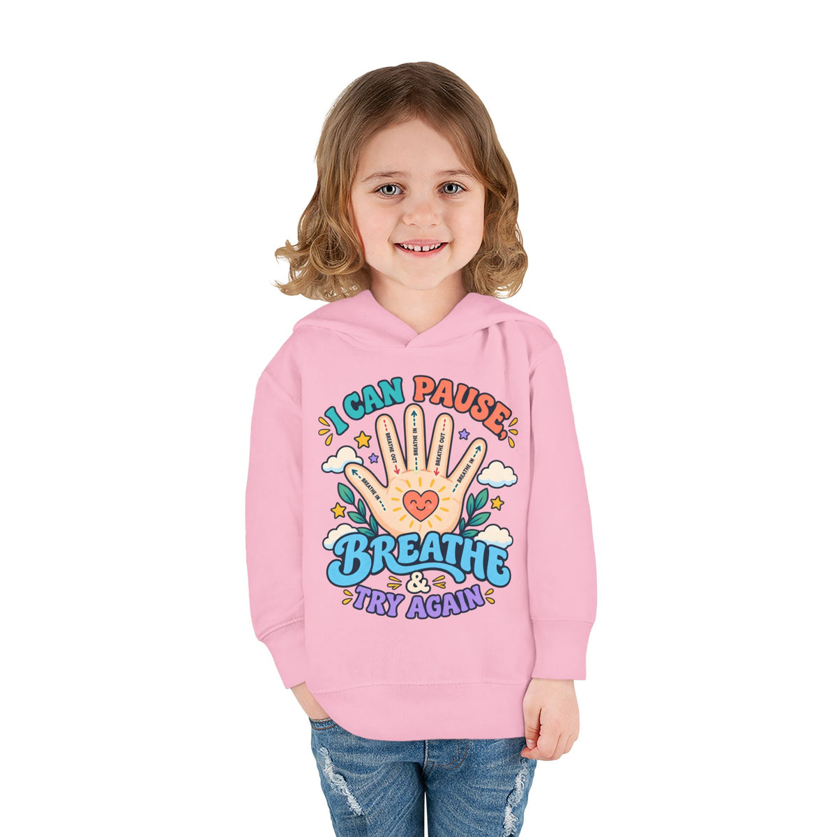 Toddler Hoodie — Pause, Breathe, Try Again Hand Guide
