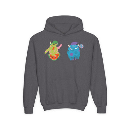 Youth Heavy Blend Hooded Sweatshirt - Funny Toothy monsters Printify