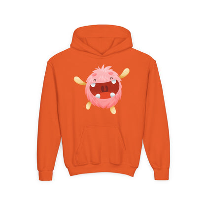 Youth Heavy Blend Hooded Sweatshirt - Baby pink monster Printify