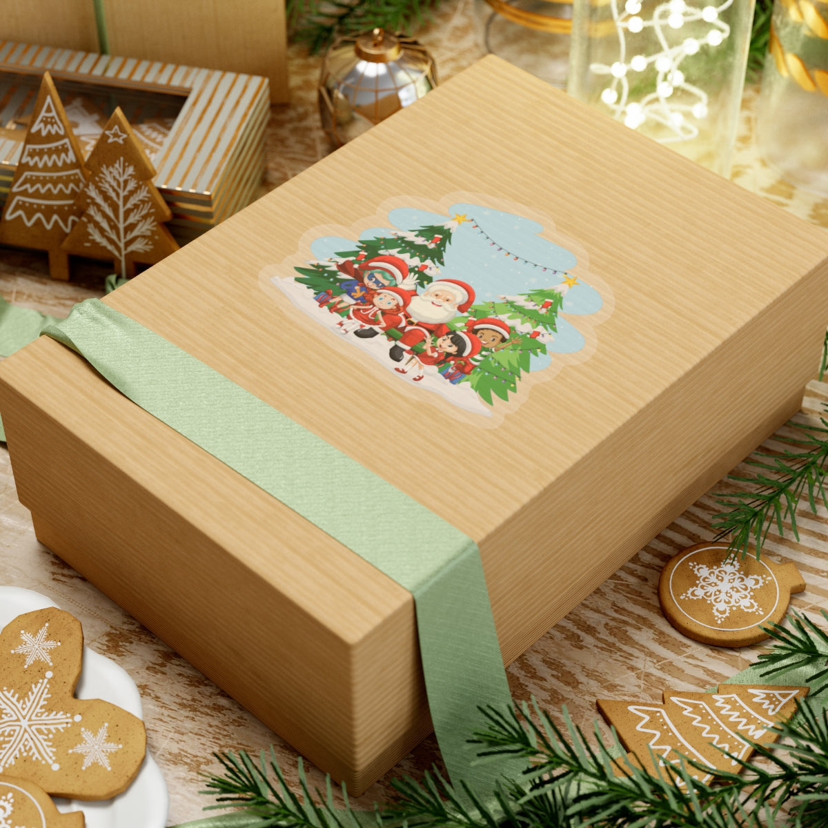 Kiss-Cut Stickers - Super kiddo with santa claus - [[{"value":"Wonderwear Kid"}]]