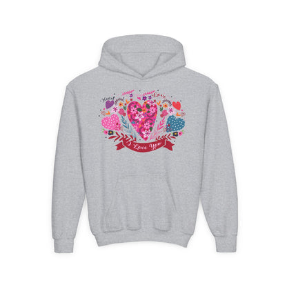 Youth Heavy Blend Hooded Sweatshirt - I love you Printify