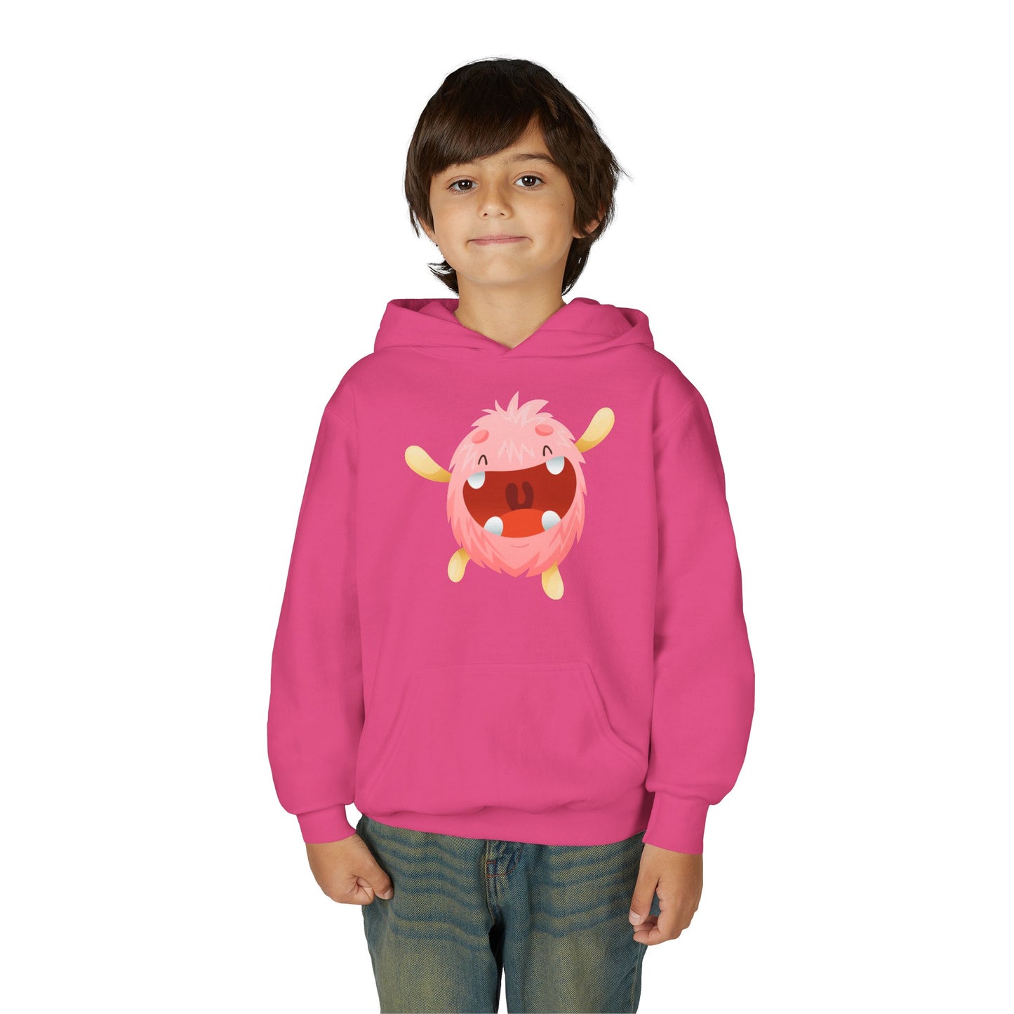 Youth Heavy Blend Hooded Sweatshirt - Baby pink monster