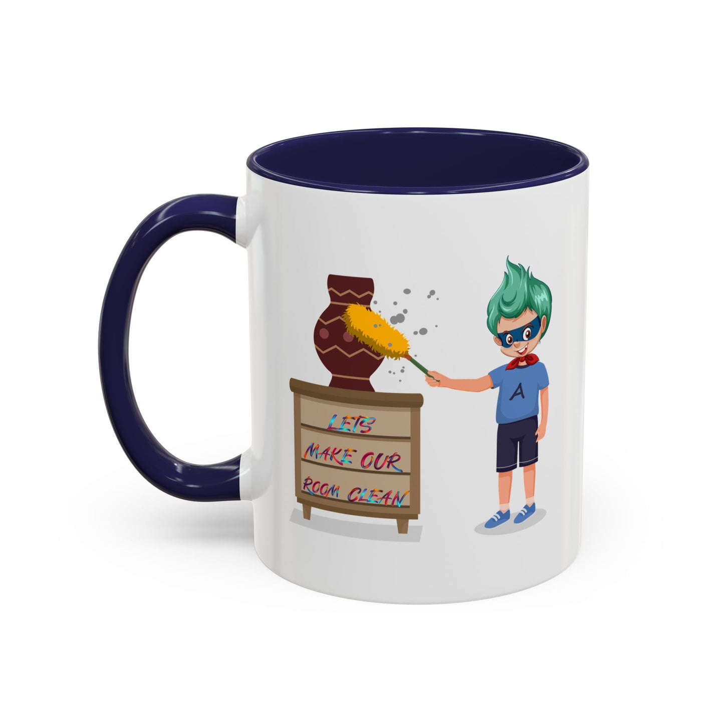 Accent Coffee Mug - Super kiddo cleaning a vase