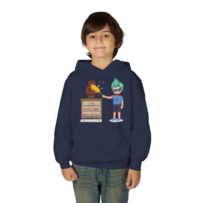 Youth Heavy Blend Hooded Sweatshirt - Super kiddo cleaning a vase - [[{"value":"Wonderwear Kid"}]]