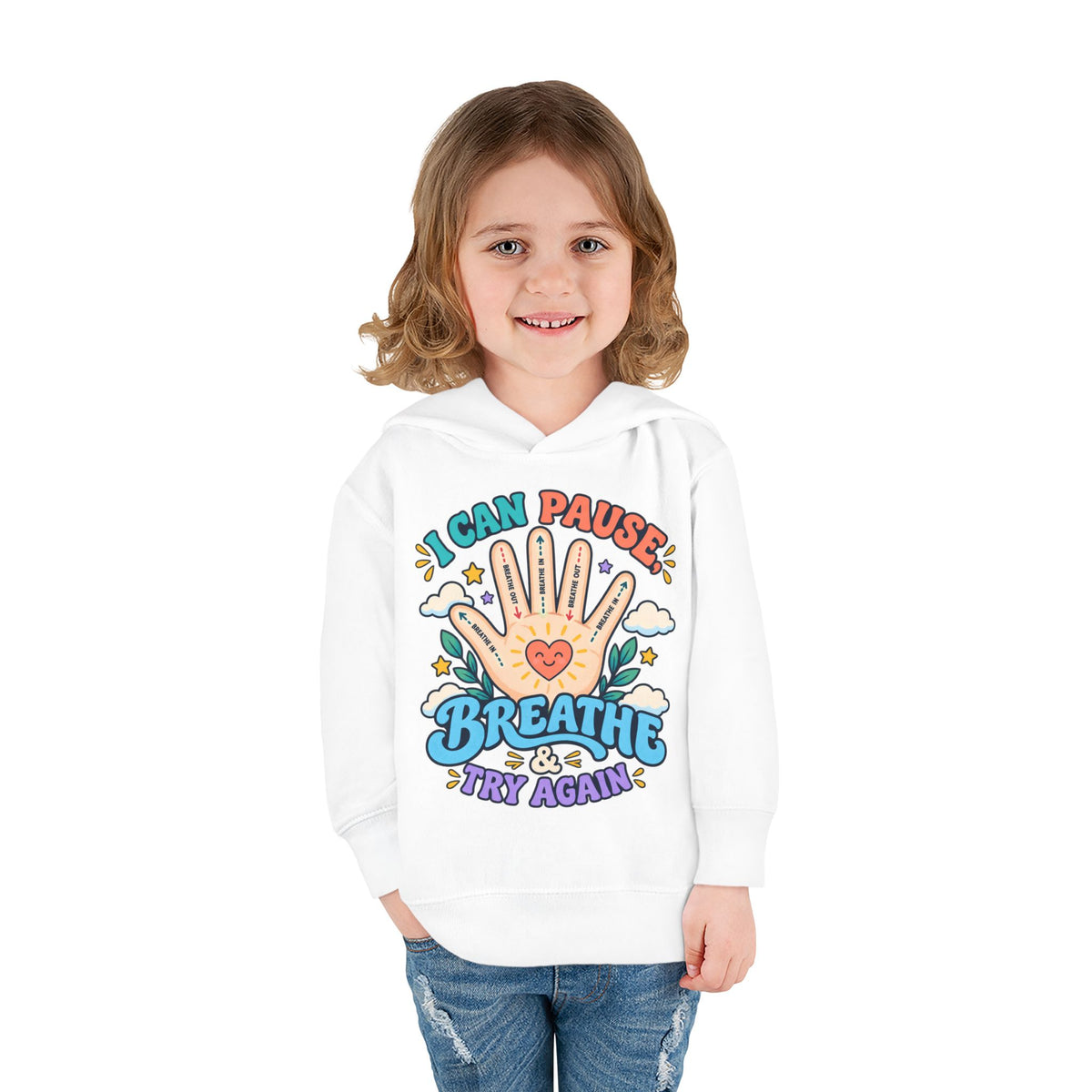 Toddler Hoodie — Pause, Breathe, Try Again Hand Guide
