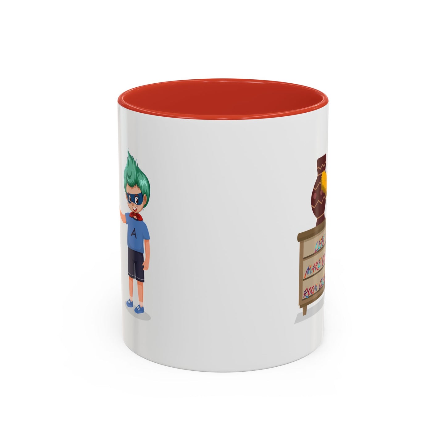 Accent Coffee Mug - Super kiddo cleaning a vase