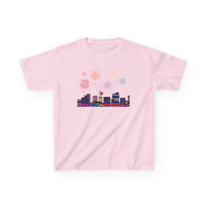 Kids Heavy Cotton™ Tee - Super kiddo with fireworks with text - [[{"value":"Wonderwear Kid"}]]