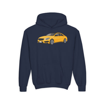 Youth Heavy Blend Hooded Sweatshirt - Yellow car Printify