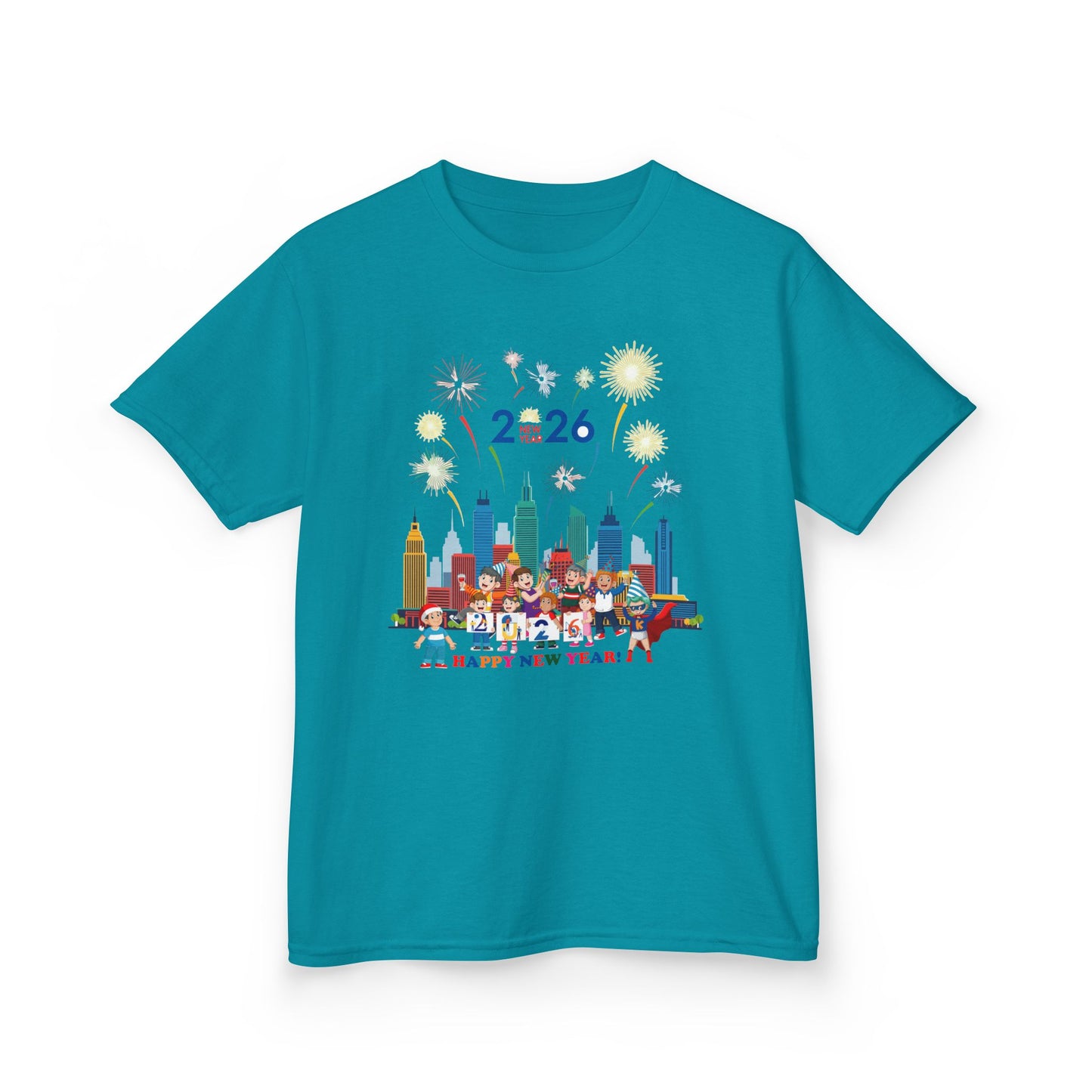 Kids Heavy Cotton™ Tee - Happy new year with fireworks - [[{"value":"Wonderwear Kid"}]]