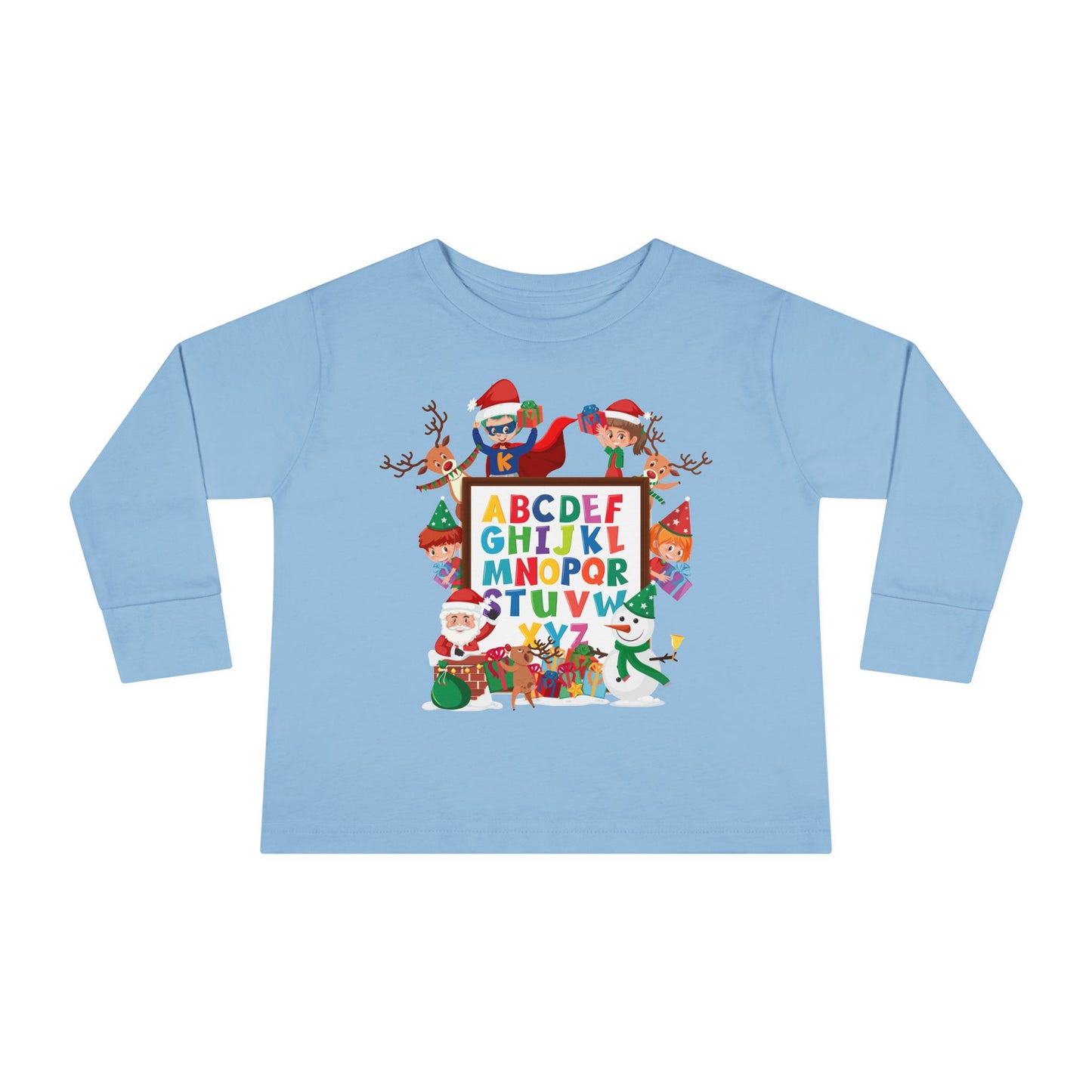 Toddler Long Sleeve Tee - Christmas alphabet with super kiddo - [[{"value":"Wonderwear Kid"}]]
