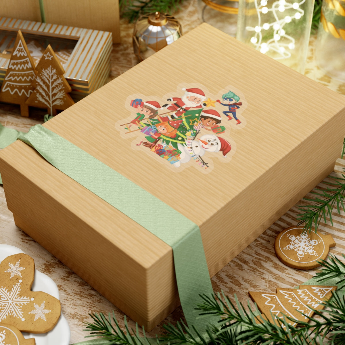 Kiss-Cut Stickers - Super kiddo making christmas tree - [[{"value":"Wonderwear Kid"}]]