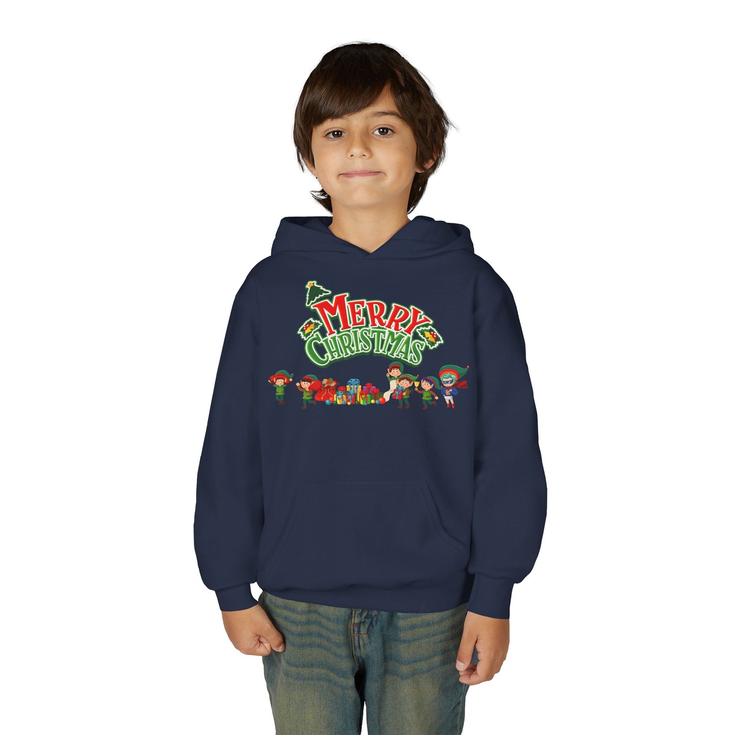 Youth Heavy Blend Hooded Sweatshirt - Merry christmas from super friends