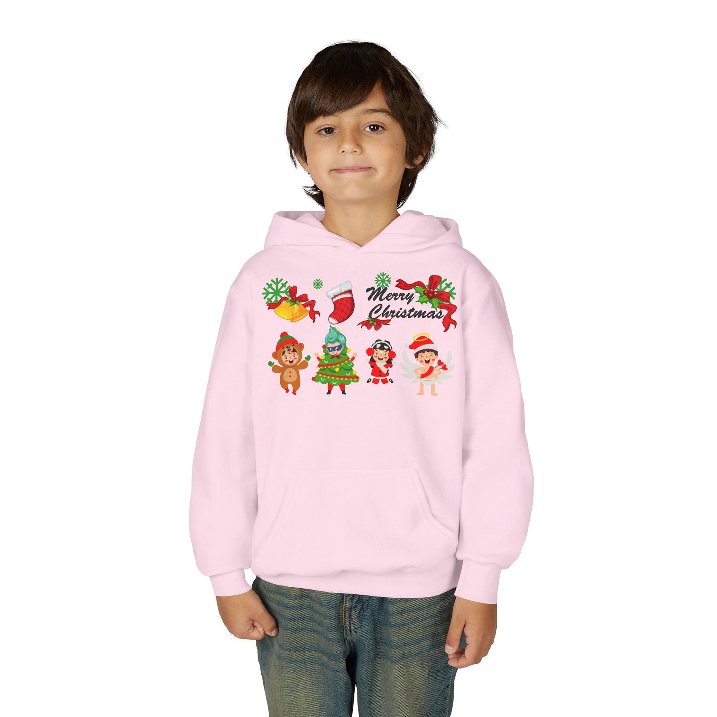 Youth Heavy Blend Hooded Sweatshirt - Merry christmas from super kid