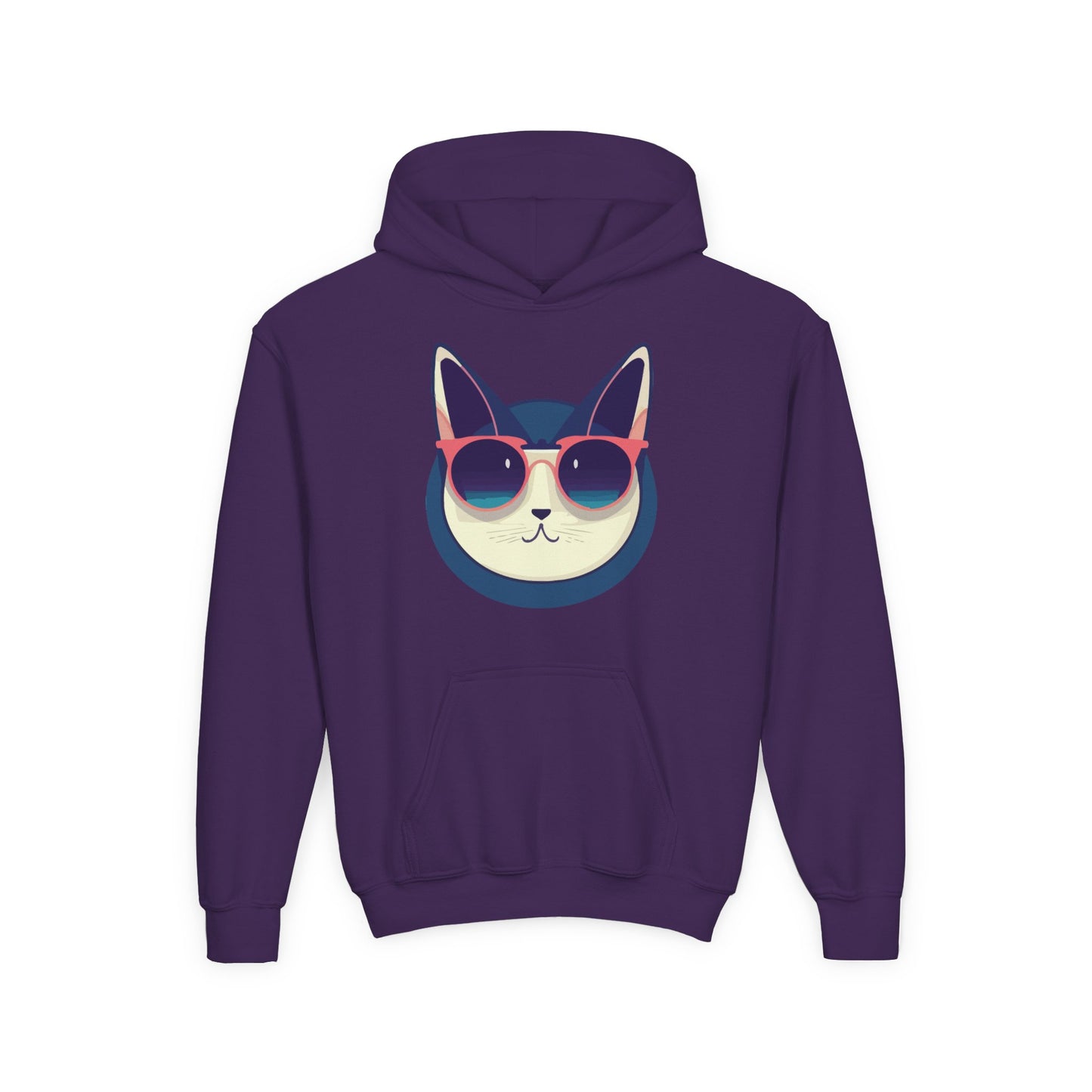Youth Heavy Blend Hooded Sweatshirt - Cool Cat Sunglasses
