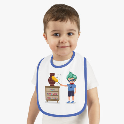 Baby Bib - Super kiddo cleaning a vase - [[{"value":"Wonderwear Kid"}]]
