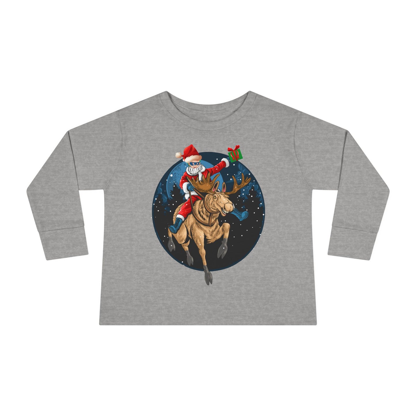 Toddler Long Sleeve Tee - Super kiddo riding a reindeer - [[{"value":"Wonderwear Kid"}]]