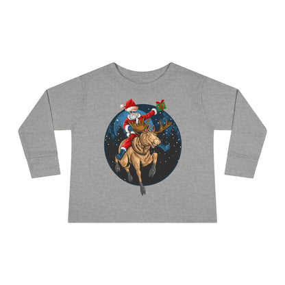 Toddler Long Sleeve Tee - Super kiddo riding a reindeer - [[{"value":"Wonderwear Kid"}]]
