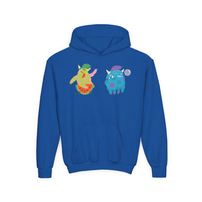 Youth Heavy Blend Hooded Sweatshirt - Funny Toothy monsters Printify