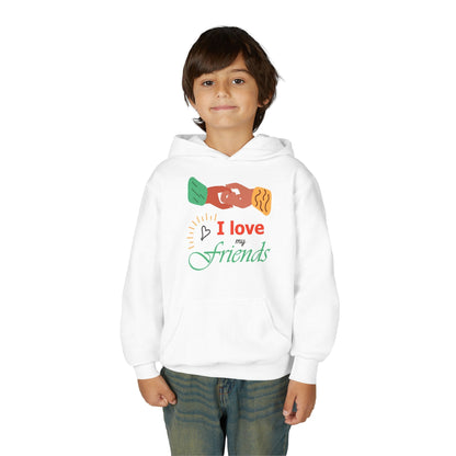 Youth Heavy Blend Hooded Sweatshirt - I love my friends Printify