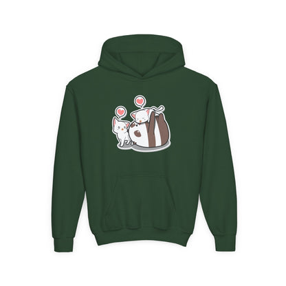 Youth Heavy Blend Hooded Sweatshirt - The Panda and Cat Printify