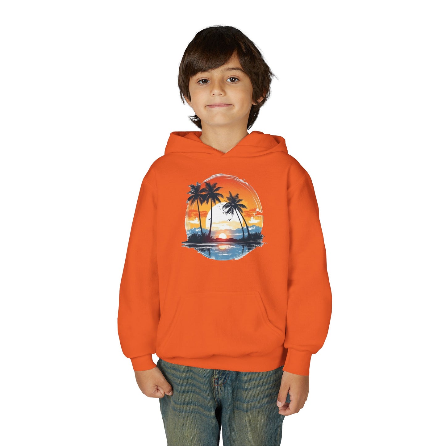 Youth Heavy Blend Hooded Sweatshirt - Tropical Sunset Beachwear